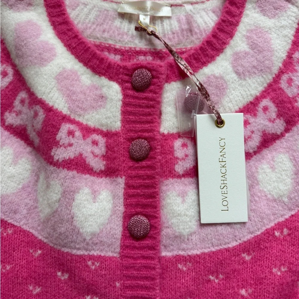 Love Shack Fancy Dimples Sweetheart Pink Women's Sweater Sz M - Picture 6 of 6